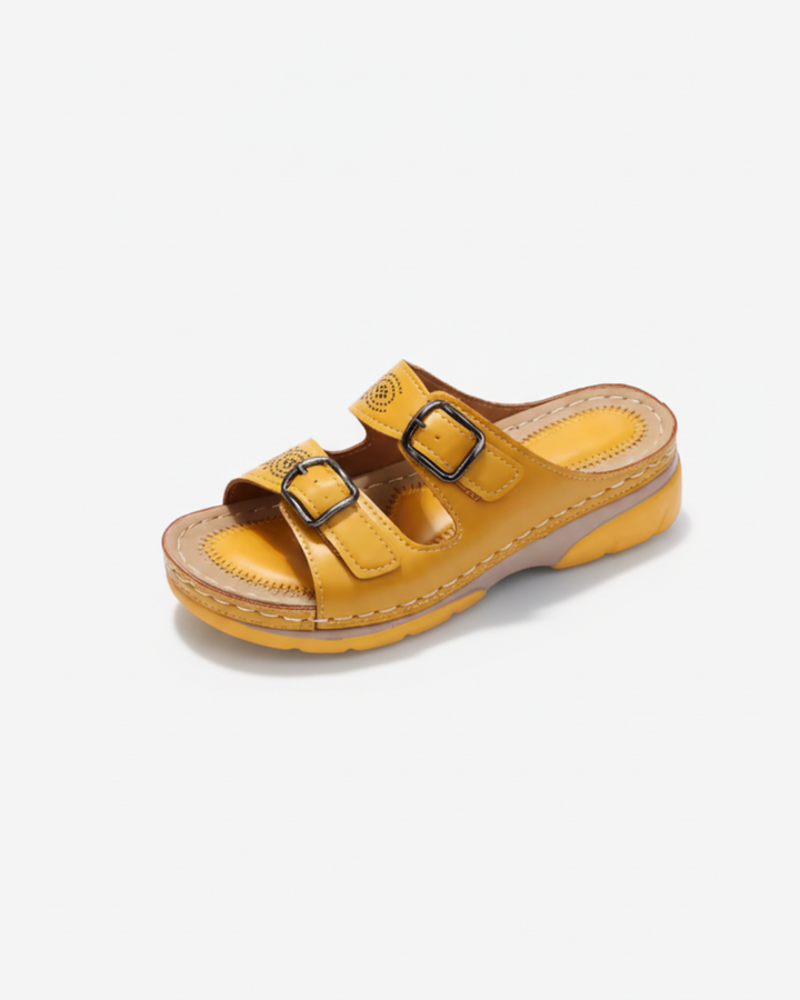EliseMode Dames Lage Sleehak Slippers Dubbele Gesp