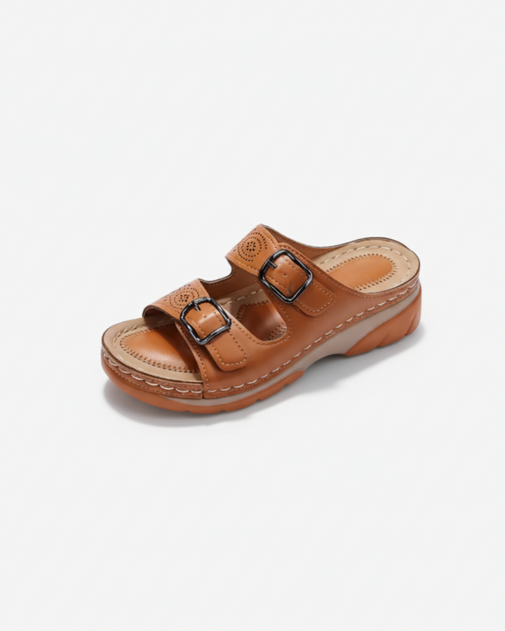 EliseMode Dames Lage Sleehak Slippers Dubbele Gesp