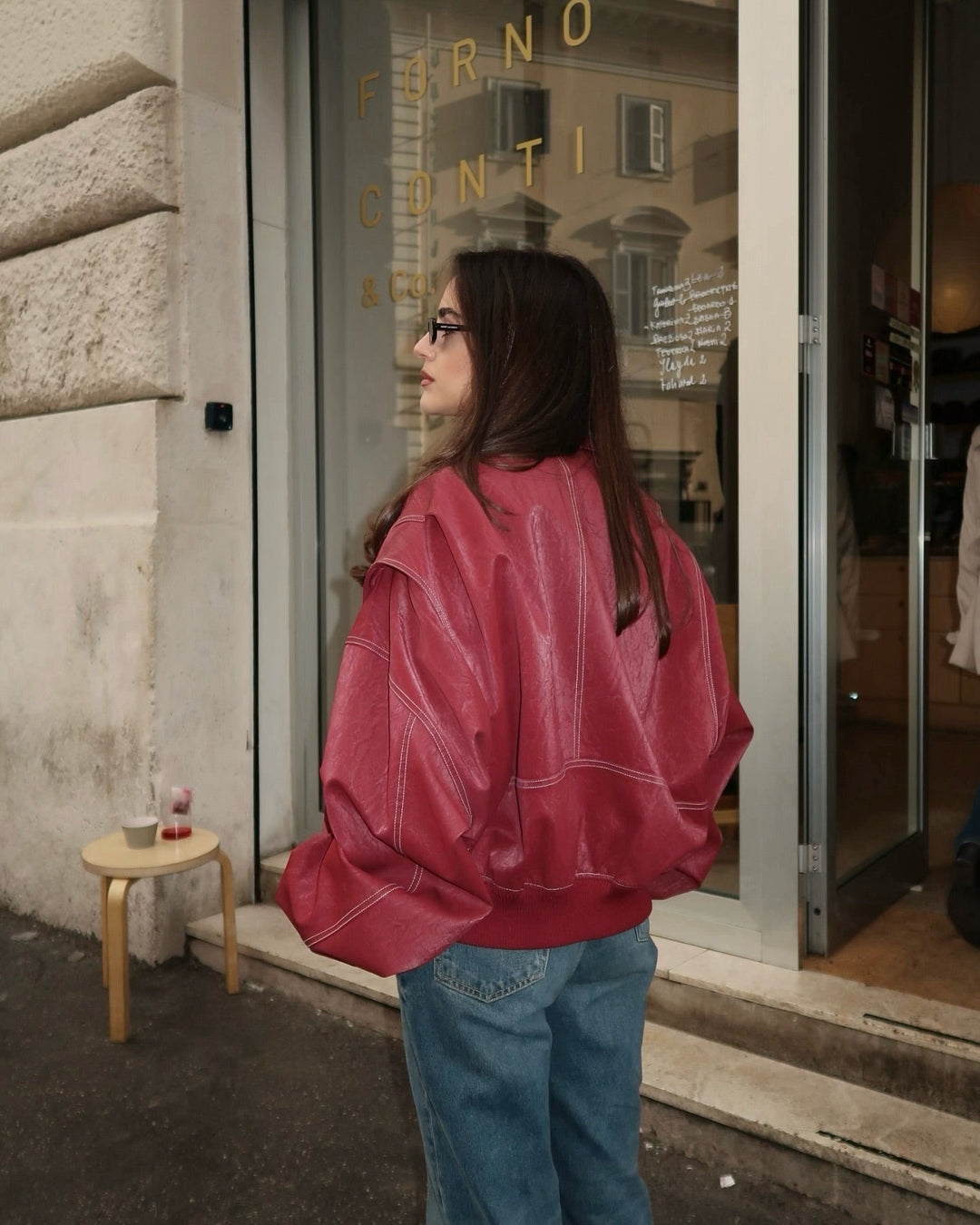 Elise Mode Dames Oversized Bomberjack Leren Look