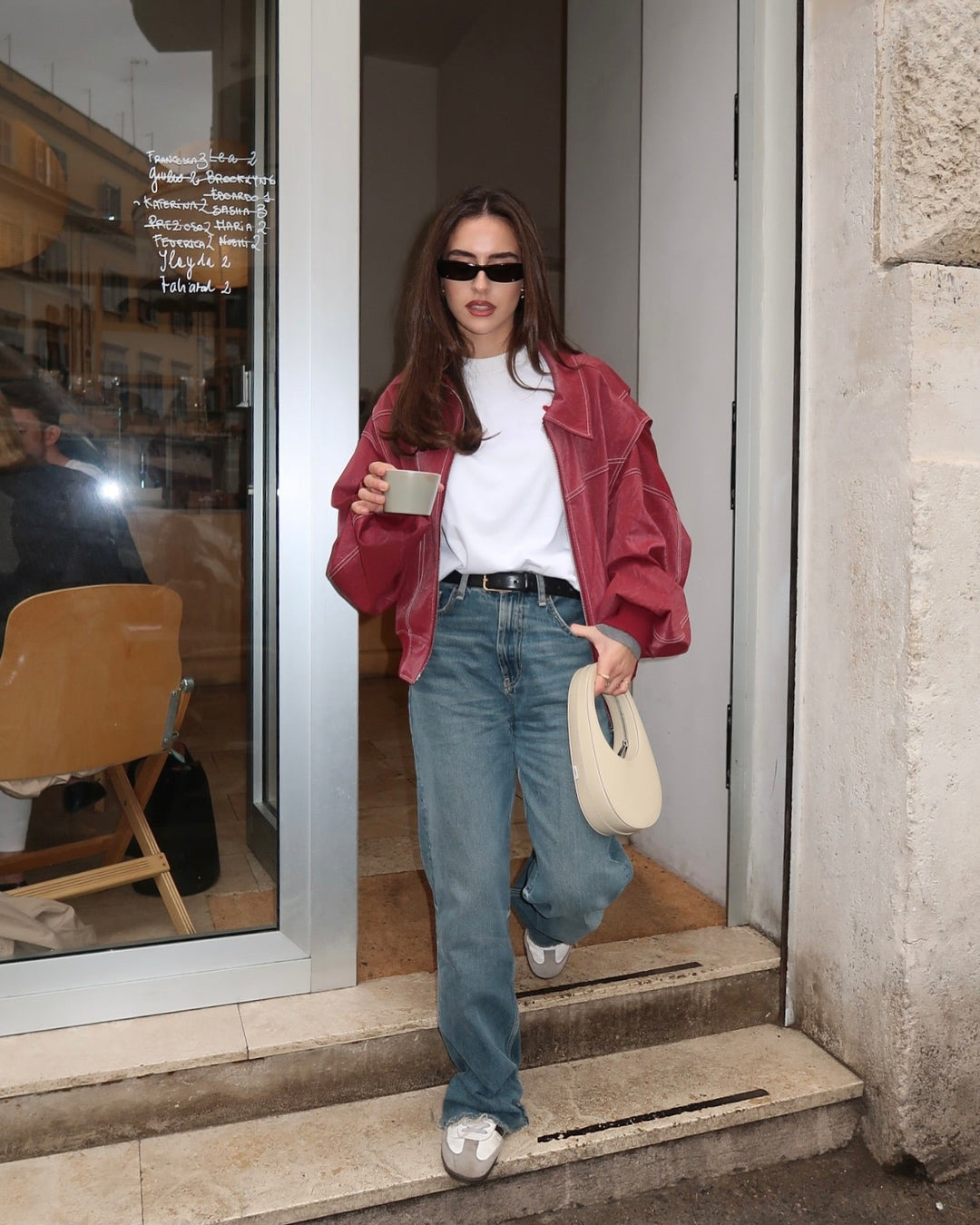 Elise Mode Dames Oversized Bomberjack Leren Look