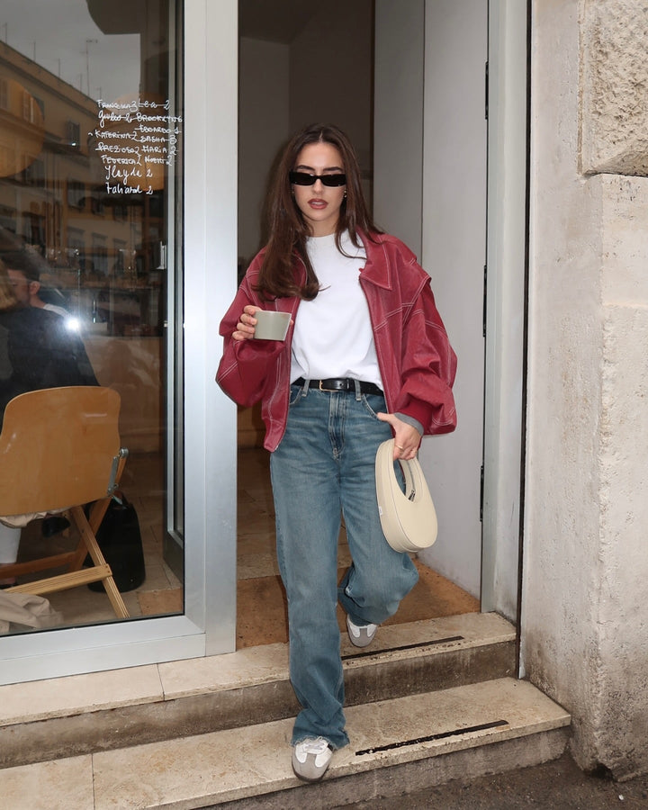 Elise Mode Dames Oversized Bomberjack Leren Look