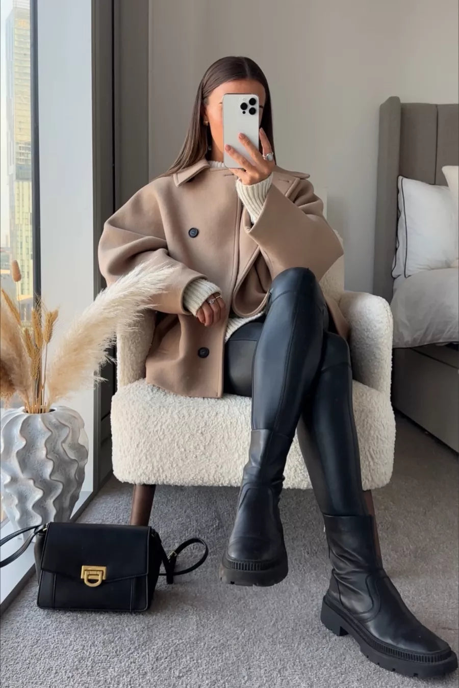 Elise Mode Dames Oversized Teddy Jas met Knopen