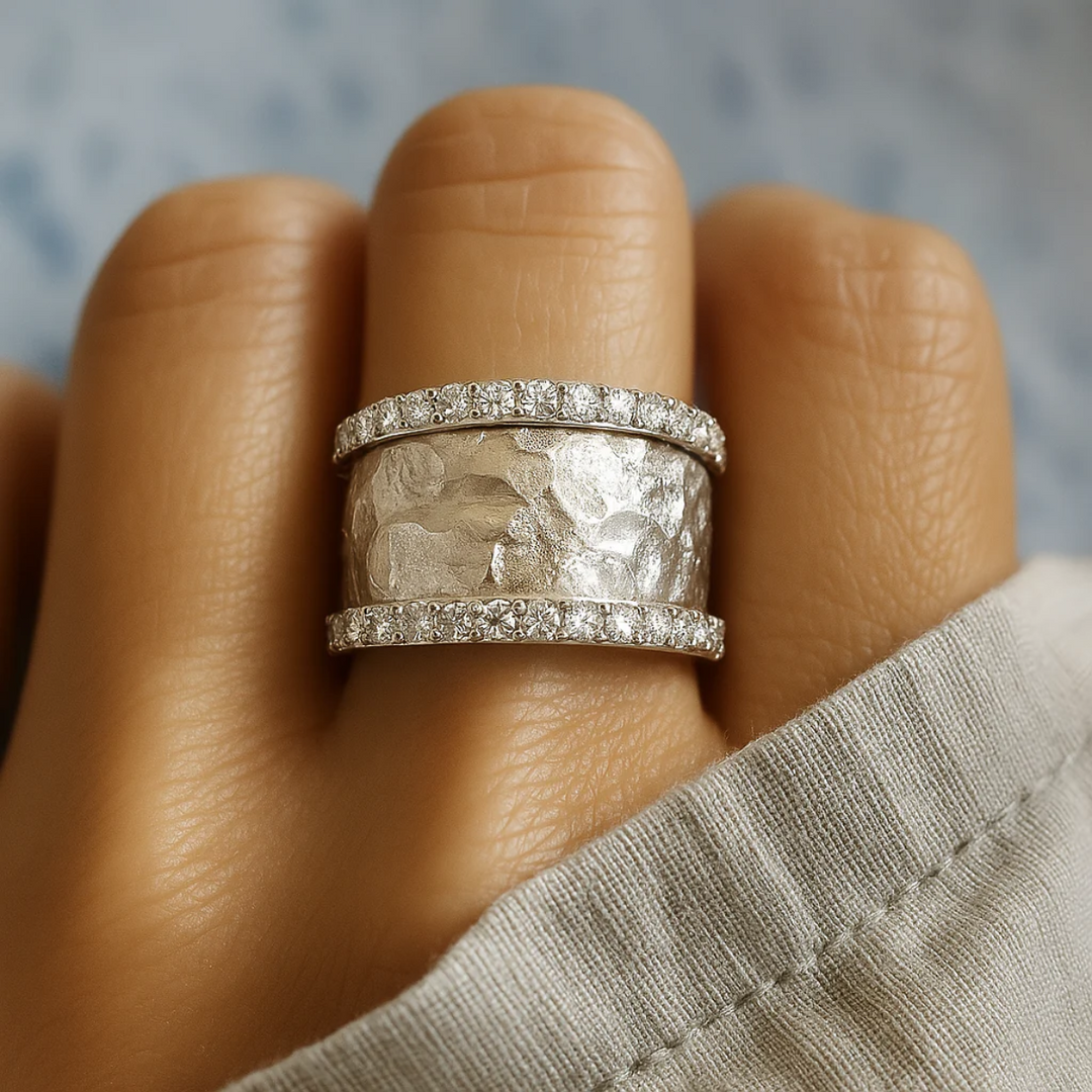 Elise Mode Dames Brede Ring met Zirkonia Randen in Zilver