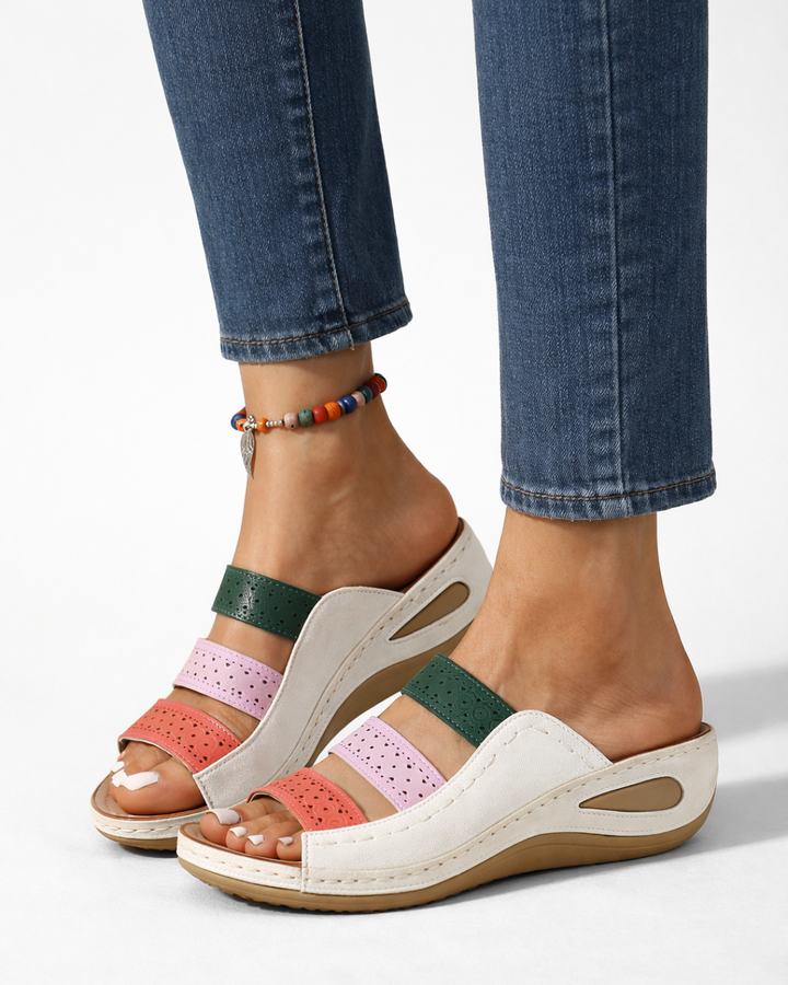 EliseMode | Dames Sleehak Slippers Multicolor Bandjes