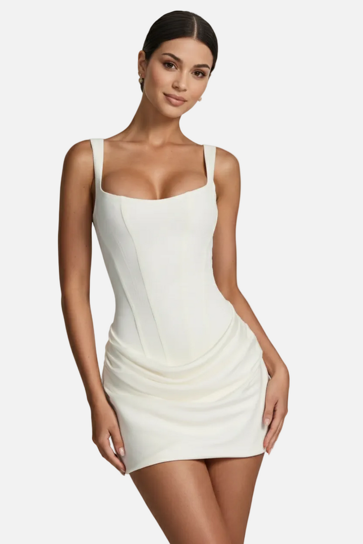 Elise Mode Bodycon Mini Jurk in White