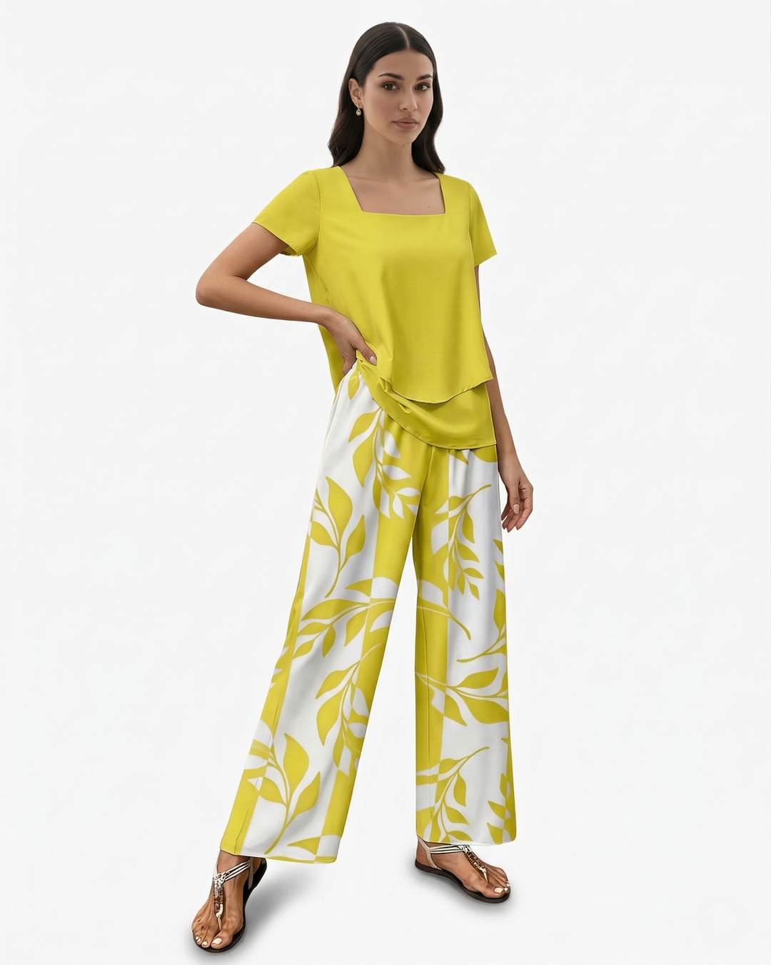 Elise Mode Dames Geprinte Set Relaxed Fit