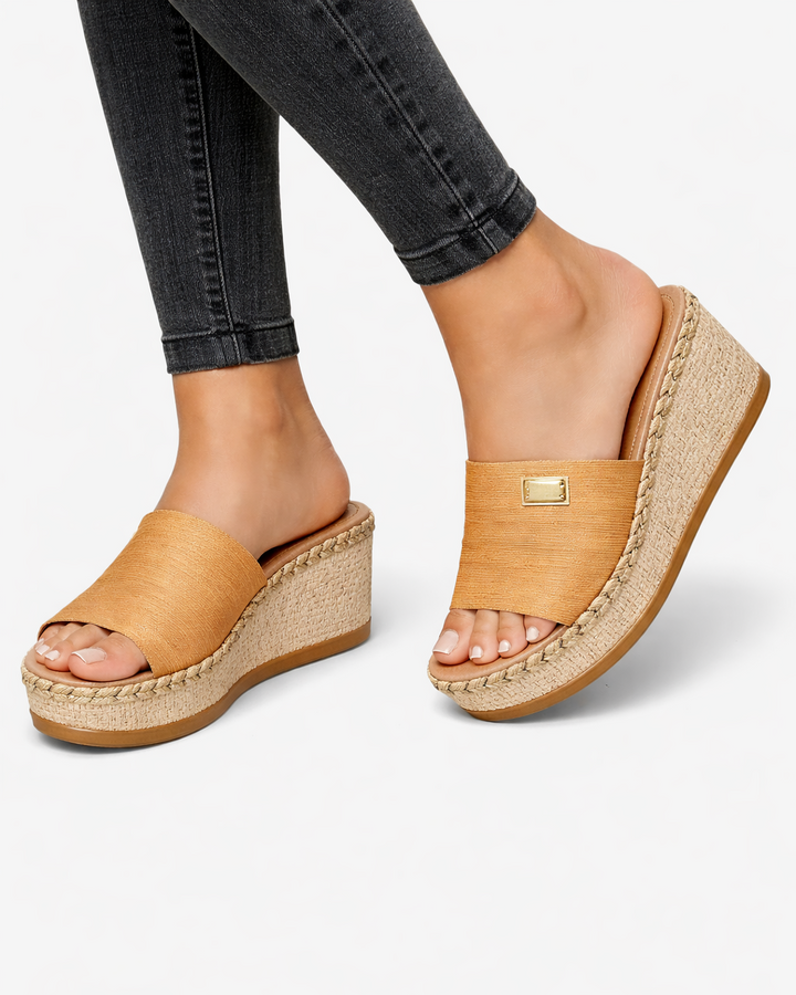 EliseMode Dames Espadrille Platform Instappers Sleehak