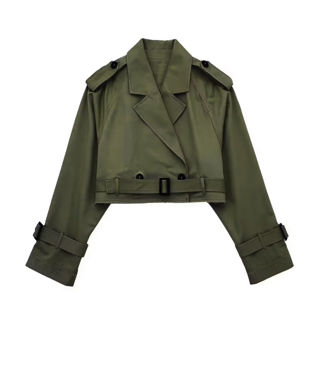 Elise Mode Dames Oversized Korte Trenchcoat in Groen