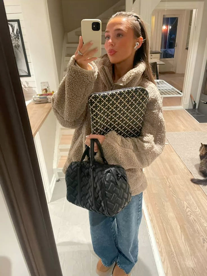 Elise Mode Dames Oversized Teddy Jas met Rits