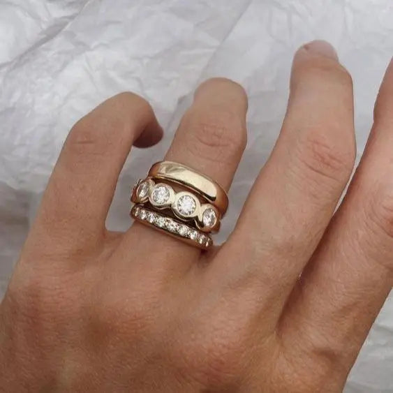 Elise Mode Dames Stapelringen Set met Heldere Steentjes in Goud