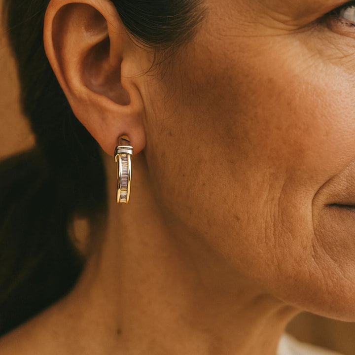 Elise Mode Dames Creolen met Baguette Zirkonia