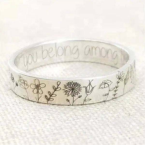 Elise Mode Dames Gegraveerde Ring met Wilde Bloemen