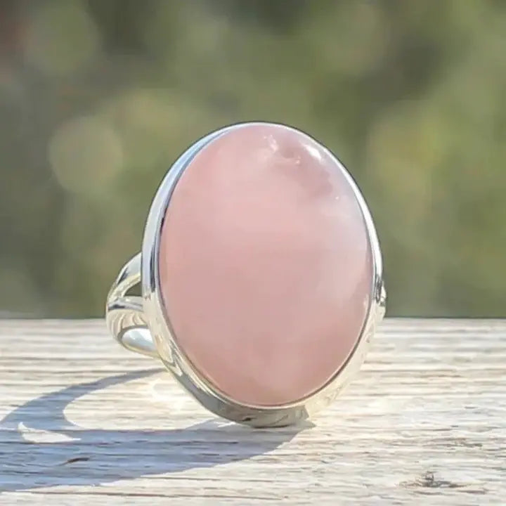 Elise Mode Dames Ring met Ovale Rozenkwarts in Zilver
