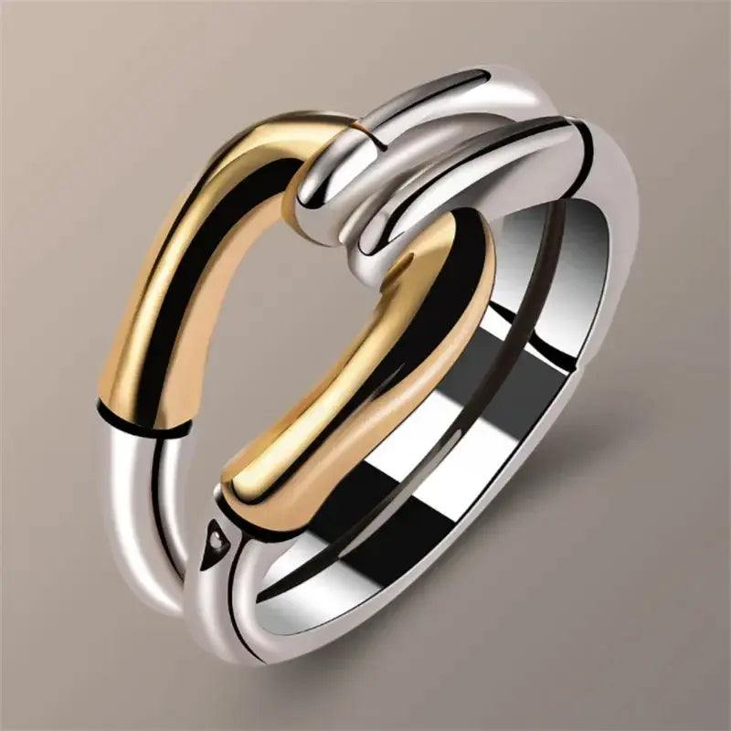 Elise Mode Dames Geknoopte Ring in Twee Tinten in Meerkleurig