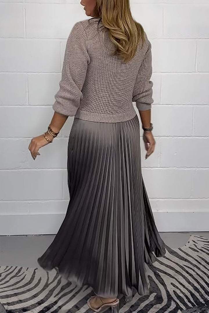 Elise Mode Dames Relaxed Truijurk met Plissé Rok