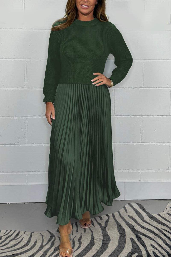 Elise Mode Dames Relaxed Truijurk met Plissé Rok in Groen