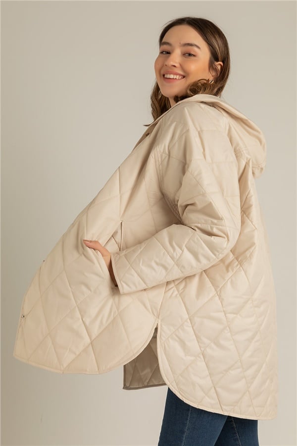 Elise Mode Dames Gewatteerde Jas met Capuchon