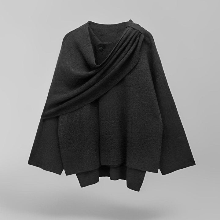 Elise Mode Dames Relaxed Asymmetrische Sjaaljas in Grijs