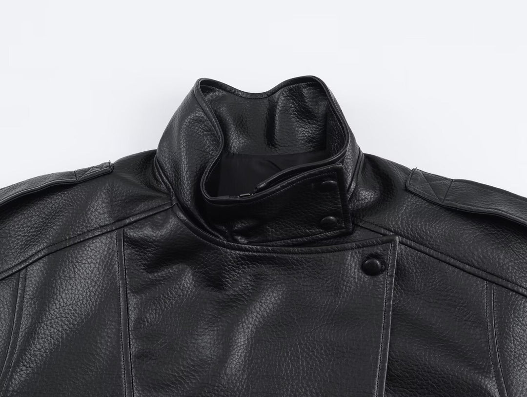Elise Mode Dames Asymmetrisch Leren Jack