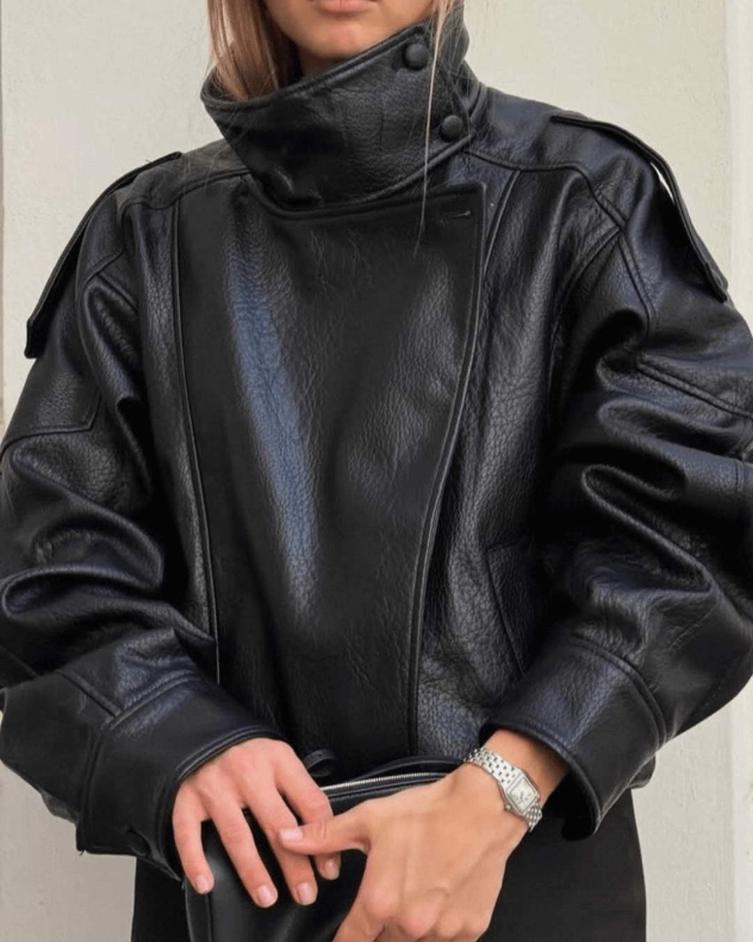 Elise Mode Dames Asymmetrisch Leren Jack