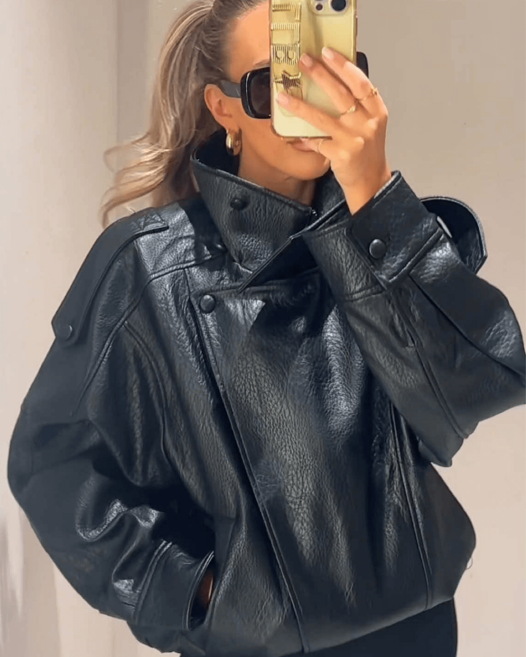 Elise Mode Dames Asymmetrisch Leren Jack