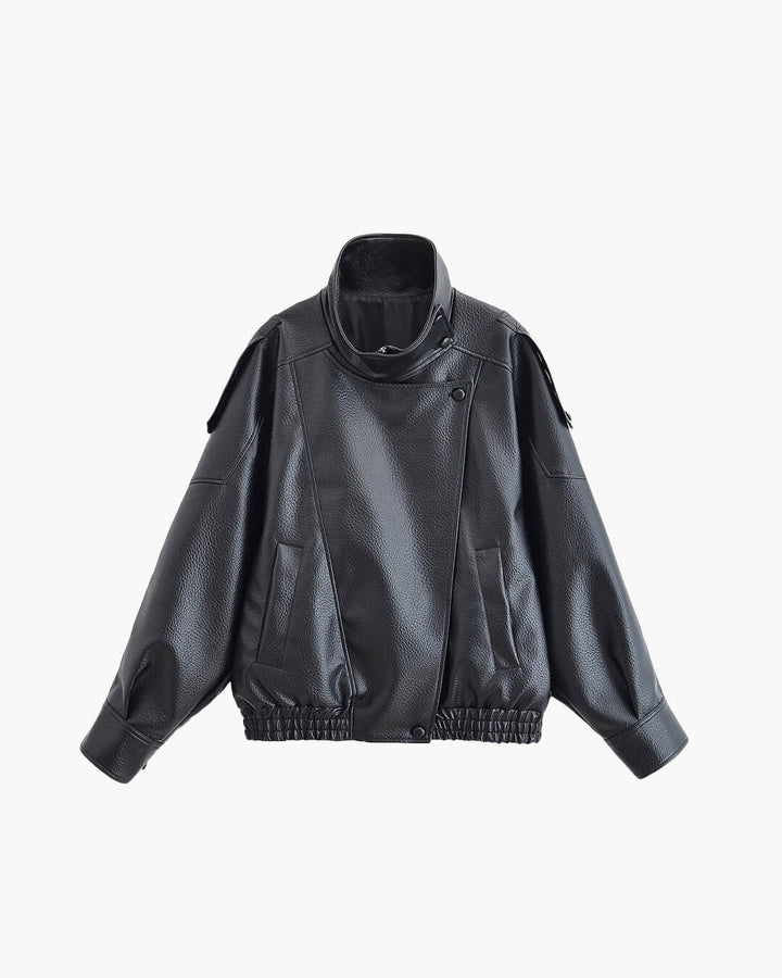 Elise Mode Dames Asymmetrisch Leren Jack
