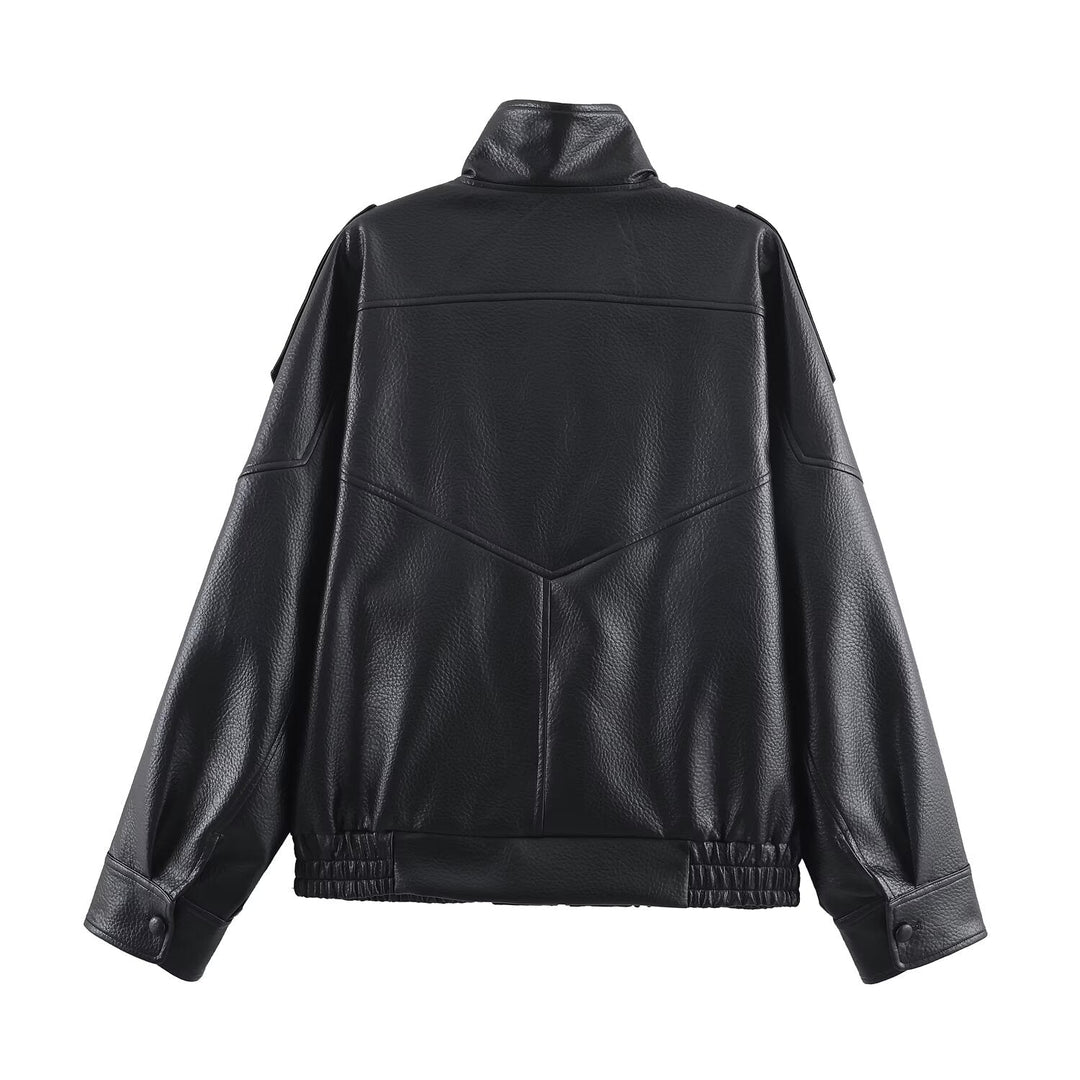 Elise Mode Dames Asymmetrisch Leren Jack