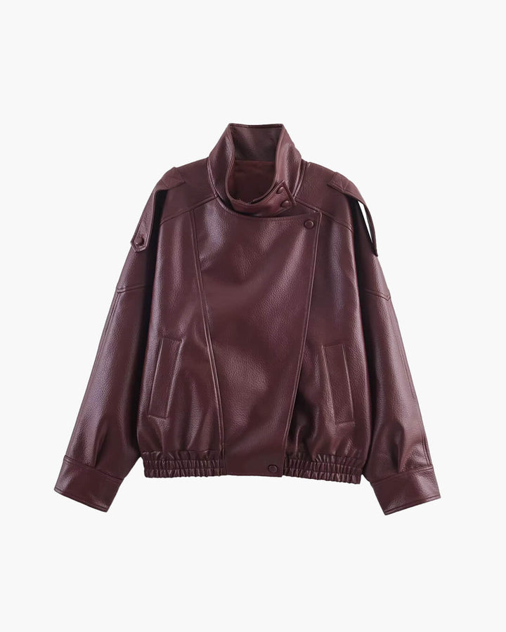 Elise Mode Dames Asymmetrisch Leren Jack