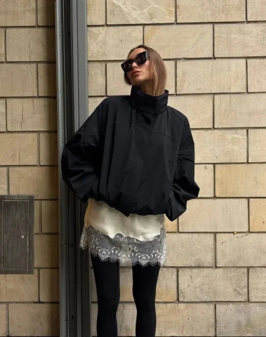 Elise Mode Dames Kort Windjack met Elastische Zoom