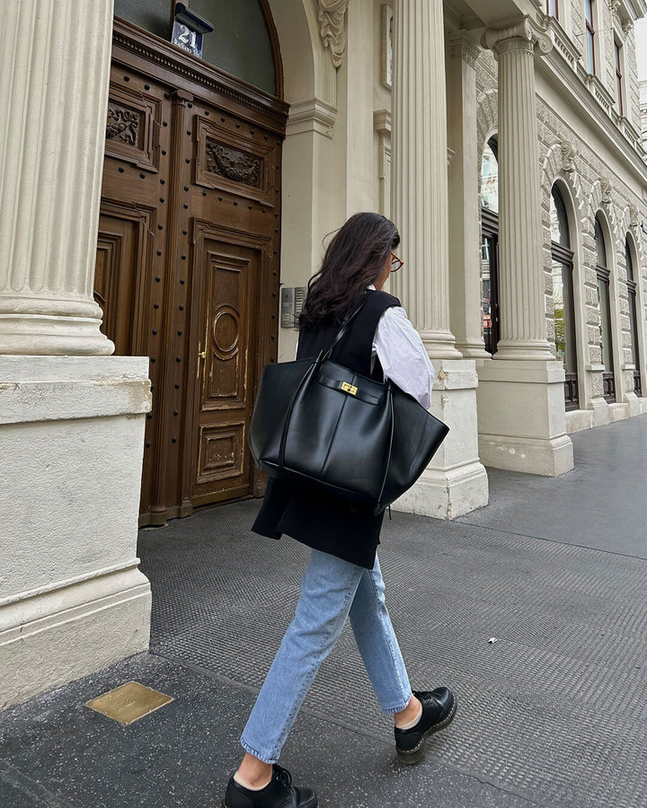 Elise Mode Dames Gestructureerde Shopper Tas