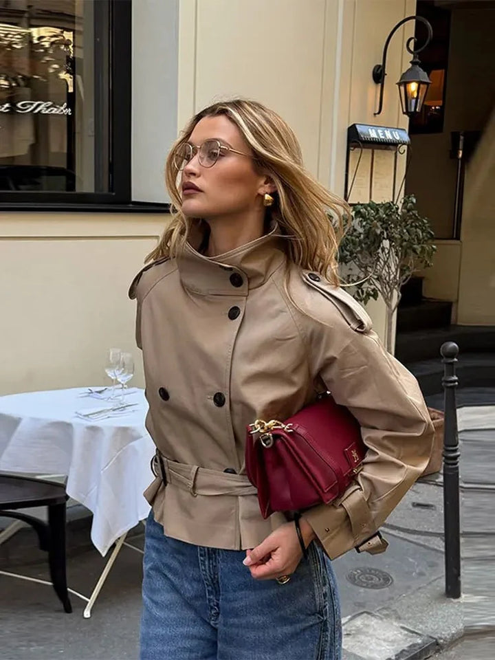 Elise Mode Dames Getailleerde Trenchcoat met Ceintuur