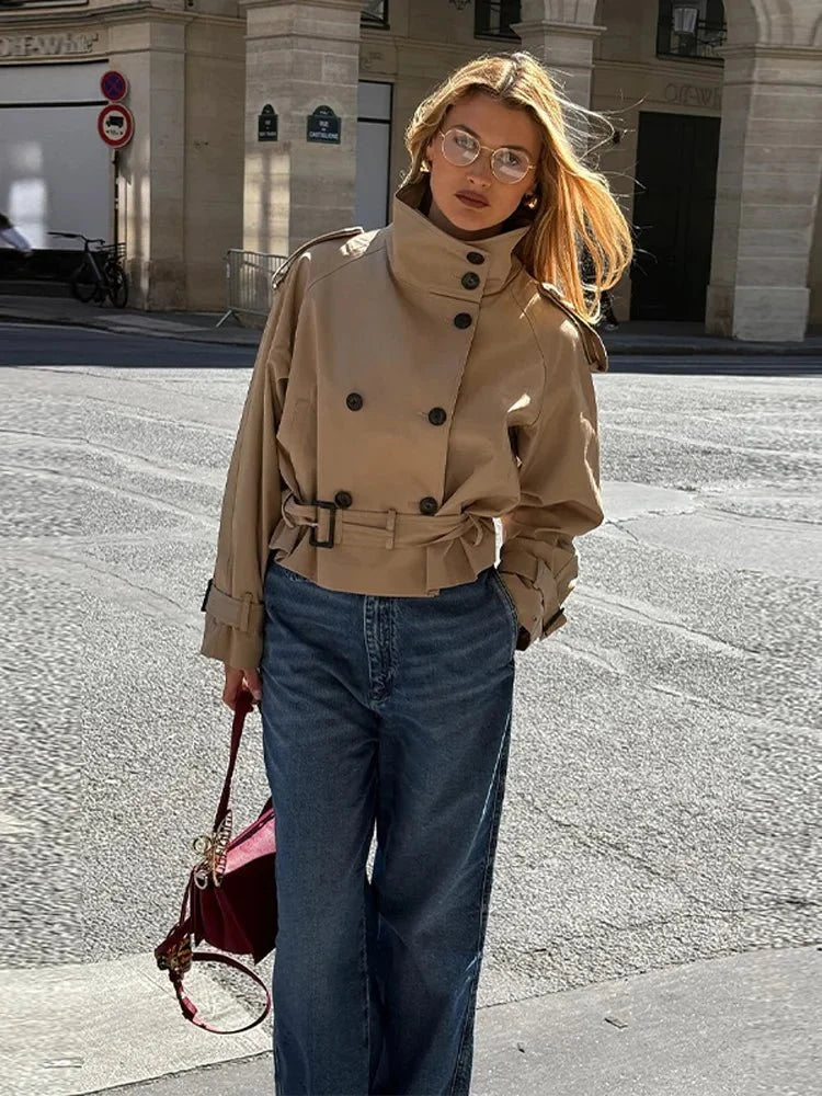 Elise Mode Dames Getailleerde Trenchcoat met Ceintuur
