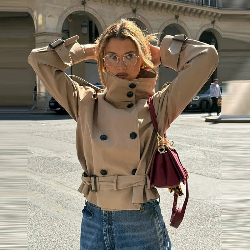 Elise Mode Dames Getailleerde Trenchcoat met Ceintuur