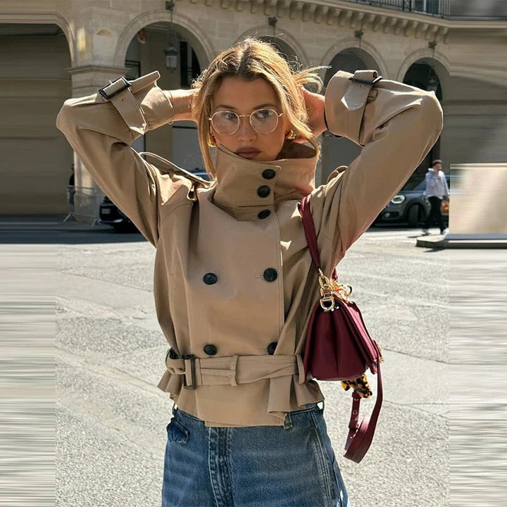 Elise Mode Dames Getailleerde Trenchcoat met Ceintuur