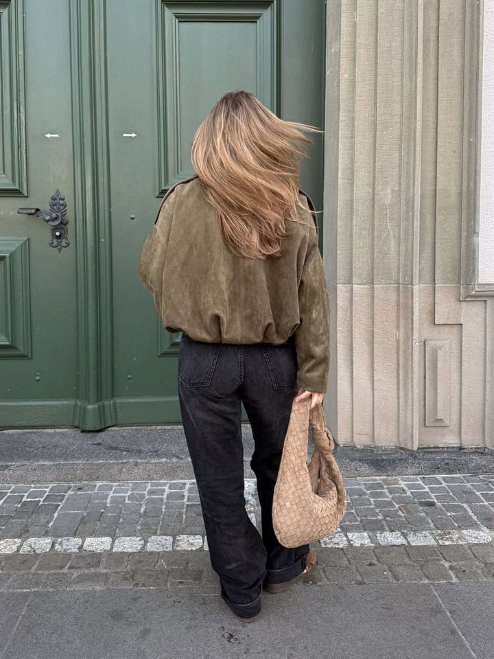 Elise Mode Dames Oversized Suède Bomberjack
