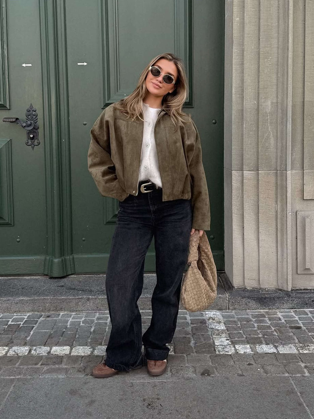 Elise Mode Dames Oversized Suède Bomberjack