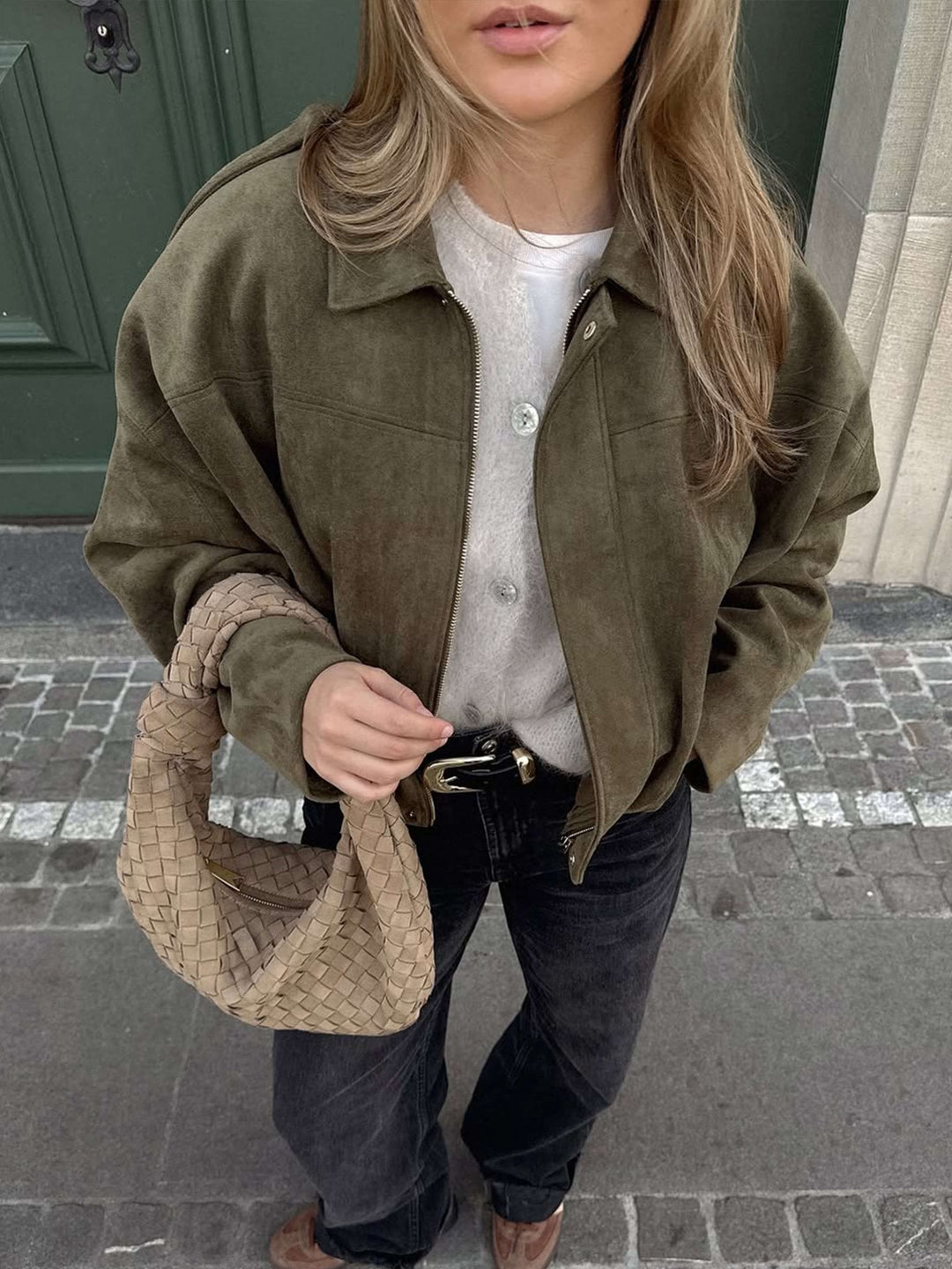 Elise Mode Dames Oversized Suède Bomberjack