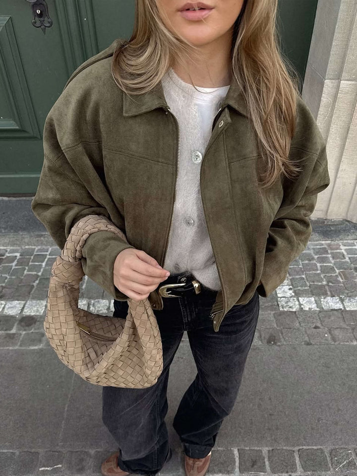 Elise Mode Dames Oversized Suède Bomberjack