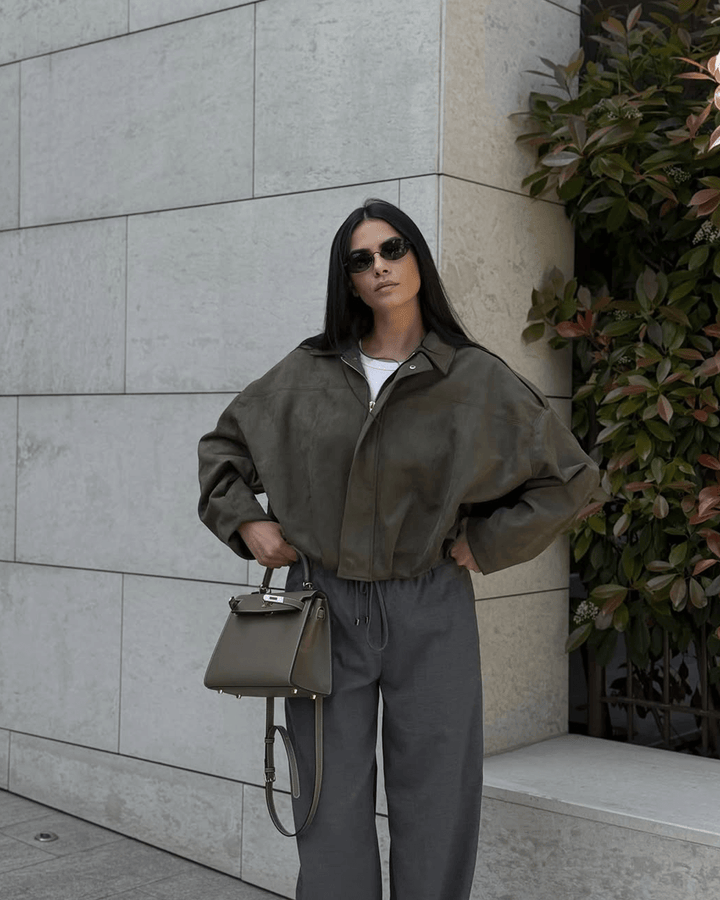 Elise Mode Dames Oversized Suède Bomberjack