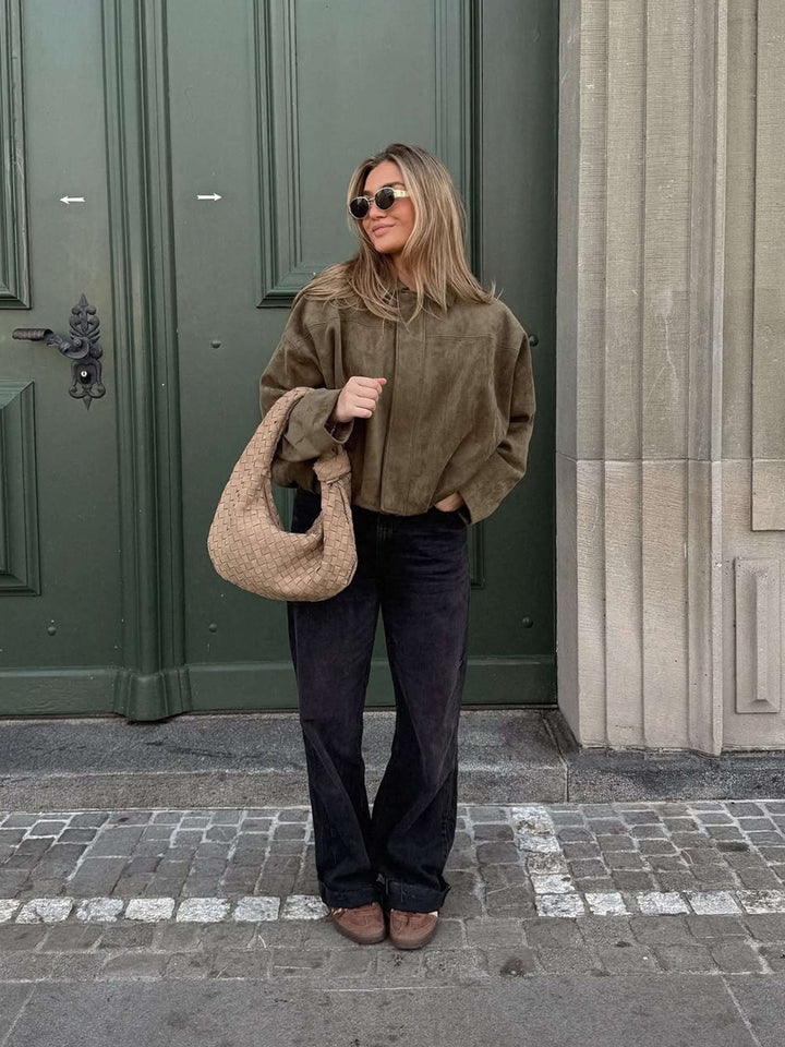 Elise Mode Dames Oversized Suède Bomberjack