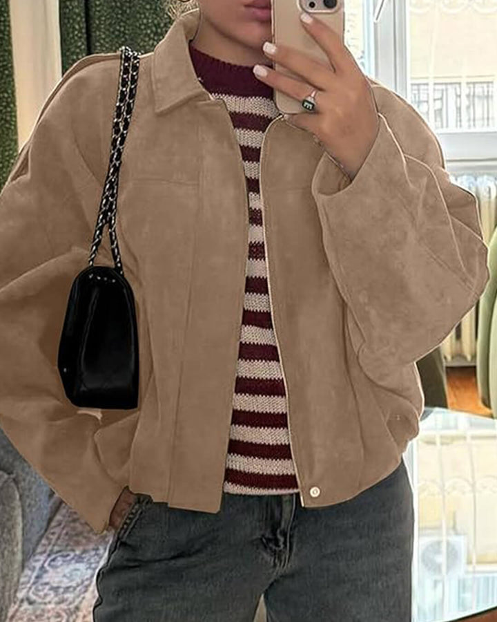 Elise Mode Dames Oversized Suède Bomberjack