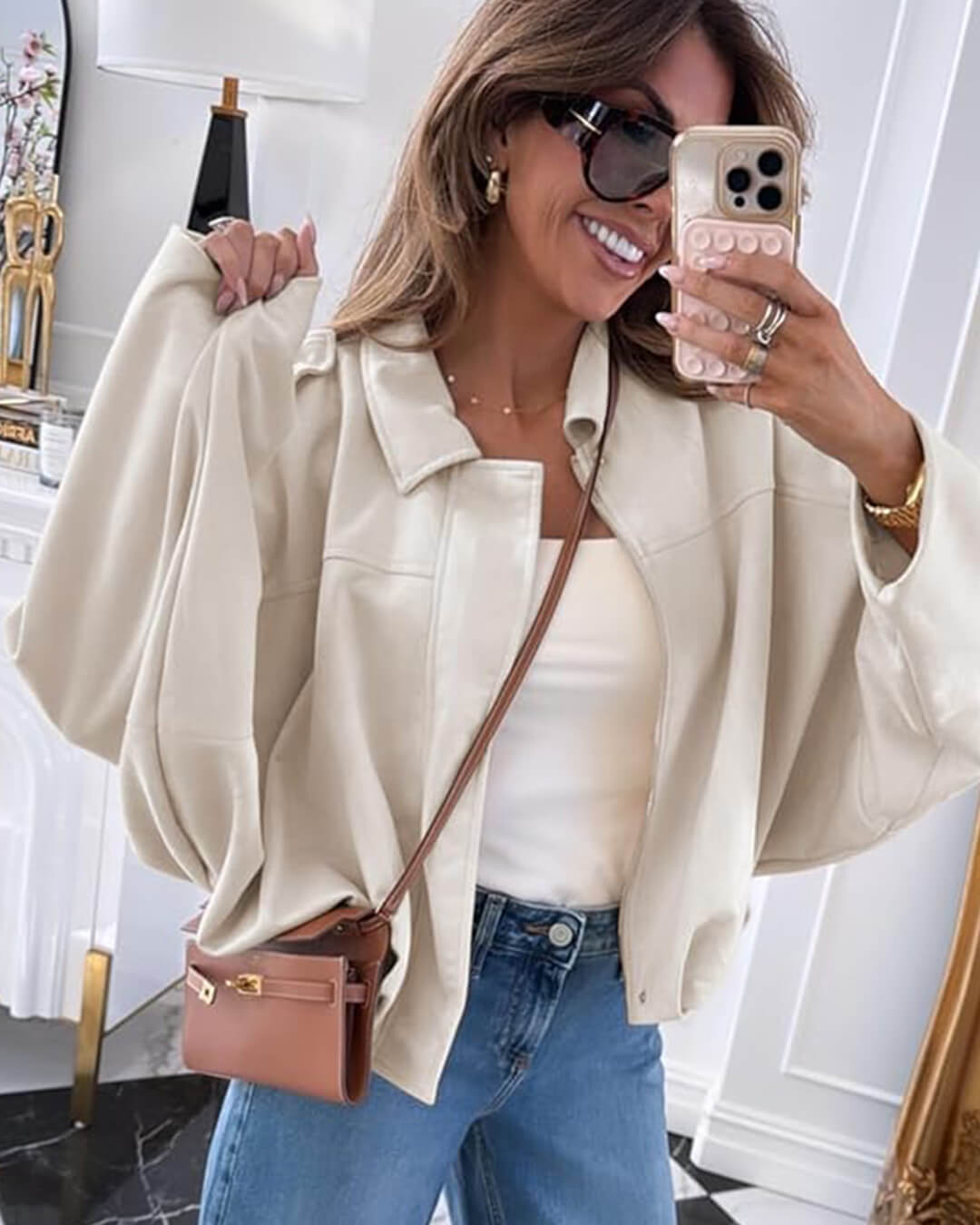 Elise Mode Dames Oversized Suède Bomberjack