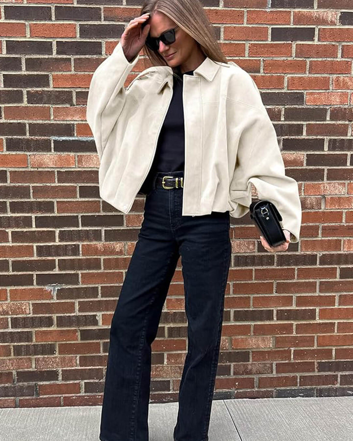 Elise Mode Dames Oversized Suède Bomberjack
