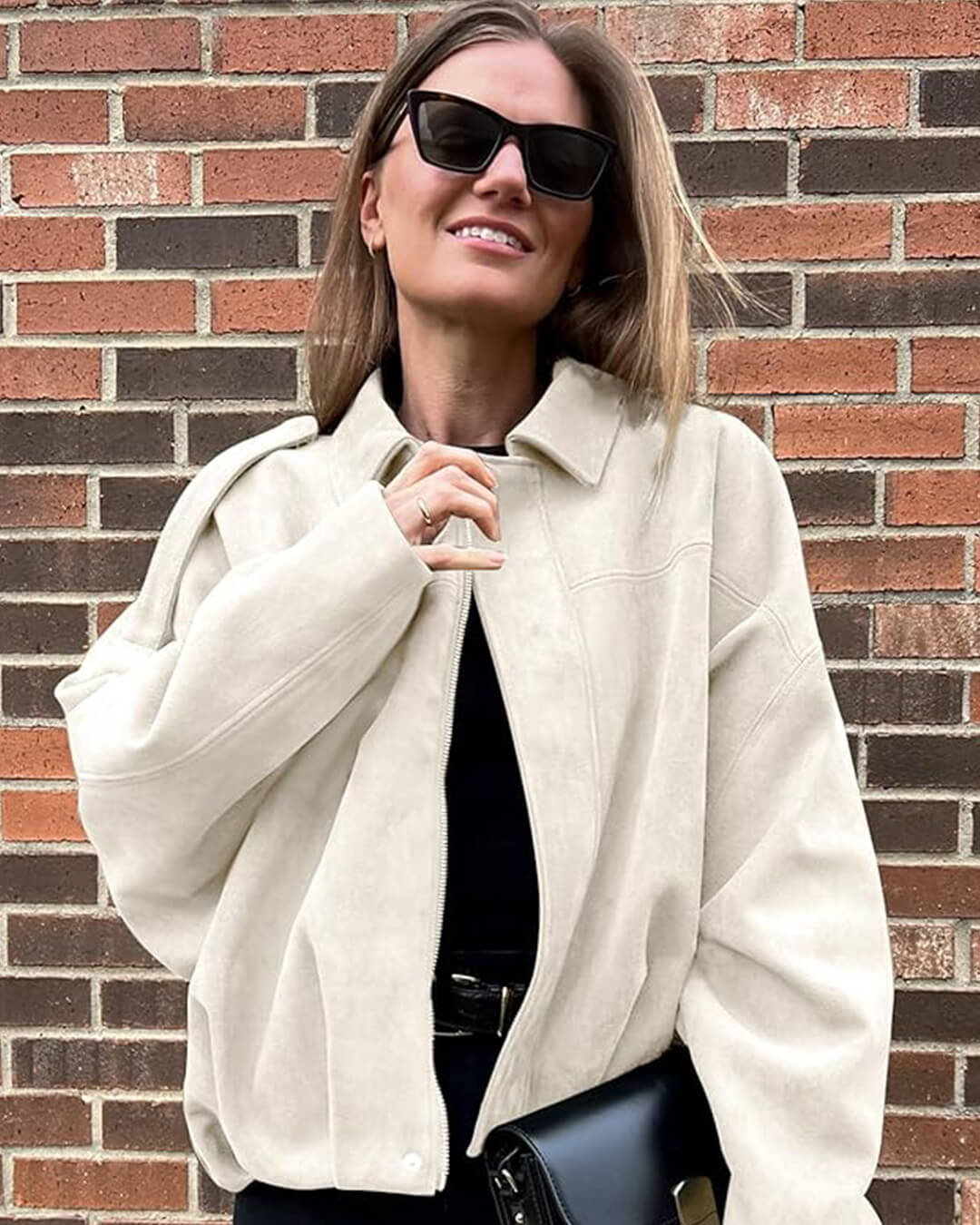 Elise Mode Dames Oversized Suède Bomberjack