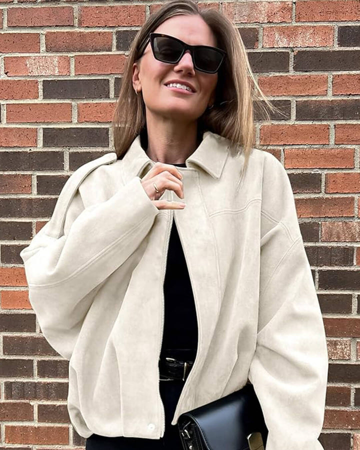 Elise Mode Dames Oversized Suède Bomberjack