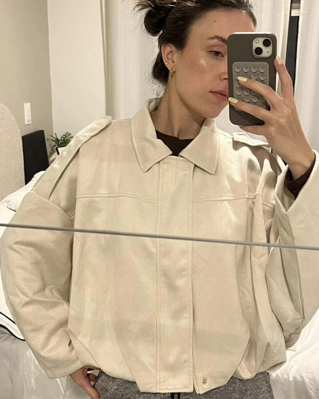 Elise Mode Dames Oversized Suède Bomberjack