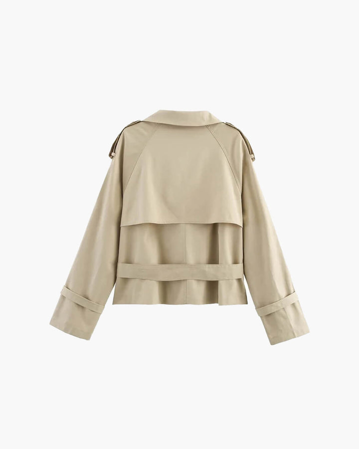 Elise Mode Dames Getailleerde Korte Trenchcoat