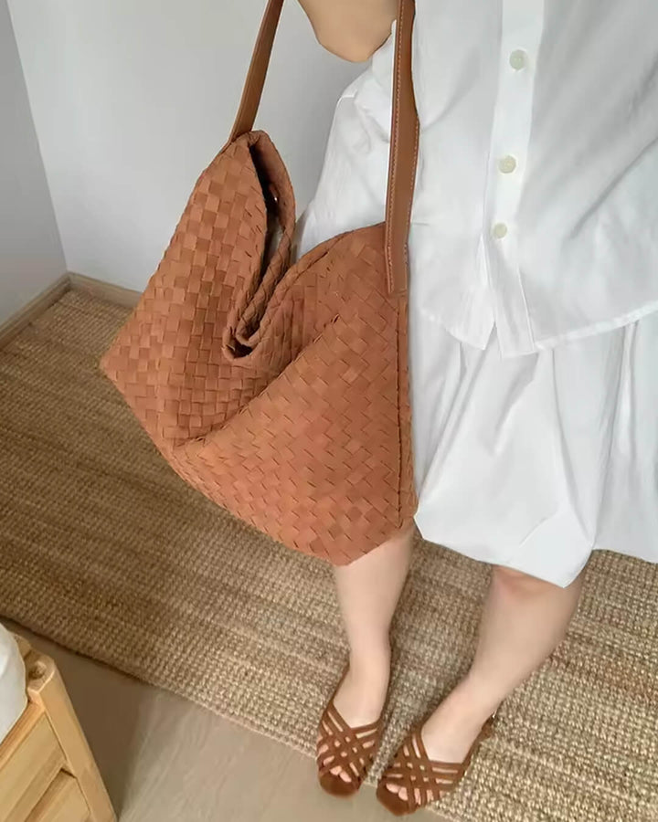 Elise Mode Dames Ruime Suède Tas met Lange Hengsels