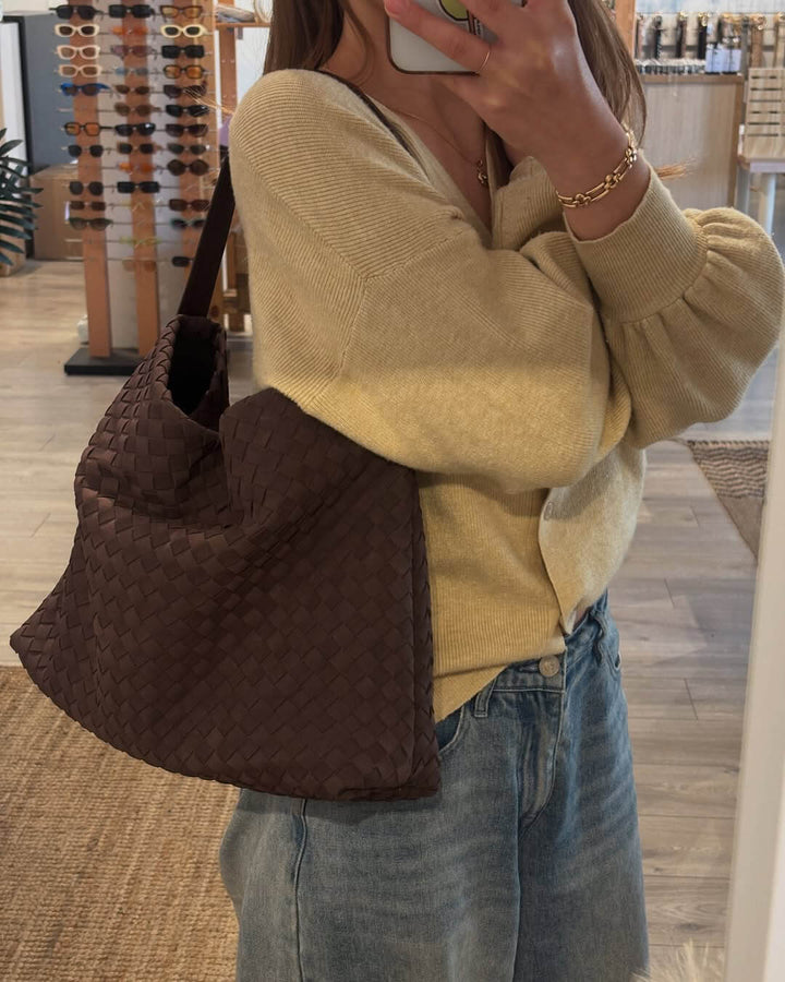 Elise Mode Dames Ruime Suède Tas met Lange Hengsels