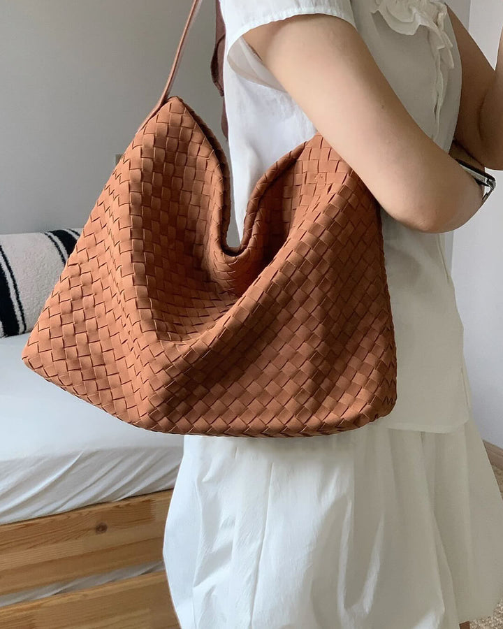 Elise Mode Dames Ruime Suède Tas met Lange Hengsels